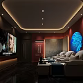 Luxury SPA Sauna Interior With Massage Beds Blue Artistic Wall And Shower Facilities