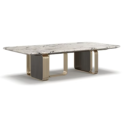 Modern Dining Table Set With Marble Top And Geometric Metal Legs Design 3d model