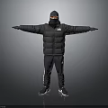 Man In Black Hooded Jacket With Mask And Outstretched Arms Wearing Black Pants And Sneakers