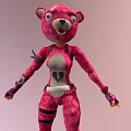 Pink Cartoon Bear Humanoid Character With Playful Design And Vibrant Outfit