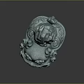 Green Jade Mythical Turtle Carving With Intricate Curved Lines And Shell Texture