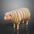 Striped Beige And Brown Sheep Decorative Toy With Red Ears And Nose