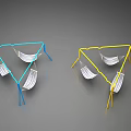 Modern Hammock With Blue And Yellow Metal Frame And Woven Fabric Design