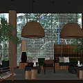 Modern Sales Office Interior With Open Space Wooden Floors Pendant Lights Green Plants And Sofas