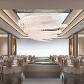 Elegant Luxurious Banquet Hall Interior With Crystal Chandeliers Arranged Tables And Chairs