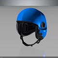 Shiny Blue Helmet with Black Front Visor and Red Side Logo Detail