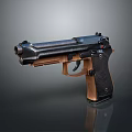 Classic Pistol With Wooden Grip And Black Metal Body Design
