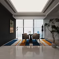 Modern Open Office With Large Windows Wooden Floors Green Plants And City View
