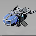 Futuristic Blue And White Spacecraft With Transparent Windows And Sleek Aerodynamic Wings