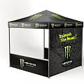 Monster Energy Branded Black Tent With Green Logo And Promotional Design