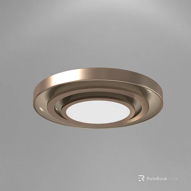 Modern Round Ceiling Light With Sleek Metallic Frame And White Illumination 3d model