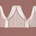 Elegant White Canopy Bed Curtains With Pink Wall Background And Soft Fabric Drapery Design