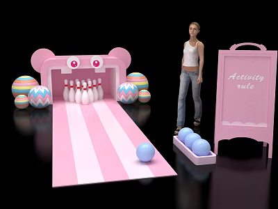 Bowling Bowling Card Bowling Meichen Bowling Meichen Cartoon Bowling 3d model