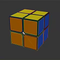 Classic 3D Rubik's Cube With Yellow Orange And Blue Colored Cubes 3d model
