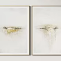Two Modern Abstract Paintings With White Background And Gold Accents 3d model