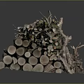 Natural Stacked Wood And Stone Materials For Construction And Decorative Use