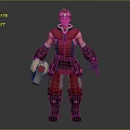 Game Movie Character Wearing Red Black Outfit With Goggles Arm Guards And Holding Device