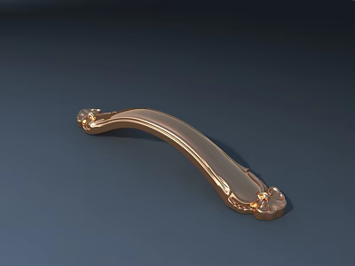 Golden Ornate Metal Handle For Furniture Cabinet And Drawer With Elegant Carved Design 3d model