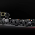 Military Green Heavy Duty Functional Truck With Multiple Wheels And Long Chassis
