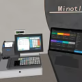 Minetli POS System Setup With Cash Register Displays And Receipt Printer 3d model