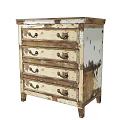 Vintage Shoe Cabinet with Distressed Cream Brown Finish Multiple Drawers and Wooden Legs Design