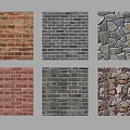 Various Wall Textures Collection Including Brick And Stone Patterns For Decoration 3d model