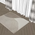 Light Beige Square Rug With Wavy Texture On Wooden Floor By White Curtains In Sunlight