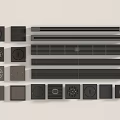Different Shapes Black Vent Covers And Grilles On Light Background