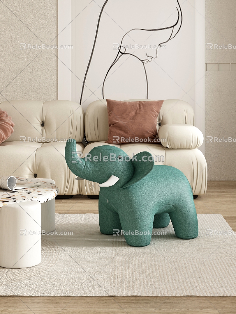 Casual Cartoon Sofa Cartoon Elephant Deng 3d model