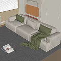 modern three-seat sofa double sofa 3d model