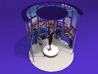 Selfie Photo Spot Circular Structure City Night View Images White Platform Purple Background 3d model