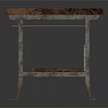 Vintage Industrial Style Wooden Table With Metal Legs And Lower Shelf