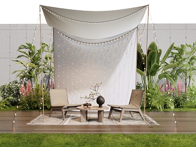 Camping Landscape Outdoor Table and Chair Plant Combination Flower Mirror Plant Pile Tent model