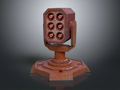 Reddish Brown Industrial Mechanical Device With Rusty Surface And Six Circular Holes 3d model