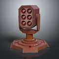 Reddish Brown Industrial Mechanical Device With Rusty Surface And Six Circular Holes 3d model