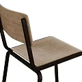 Minimalist Modern Dining Chair With Black Metal Frame And Light Wood Seat Backrest Design