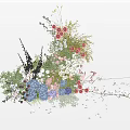 Beautiful Floral Arrangement in Decorative Vase with Pink White Purple Flowers and Green Foliage