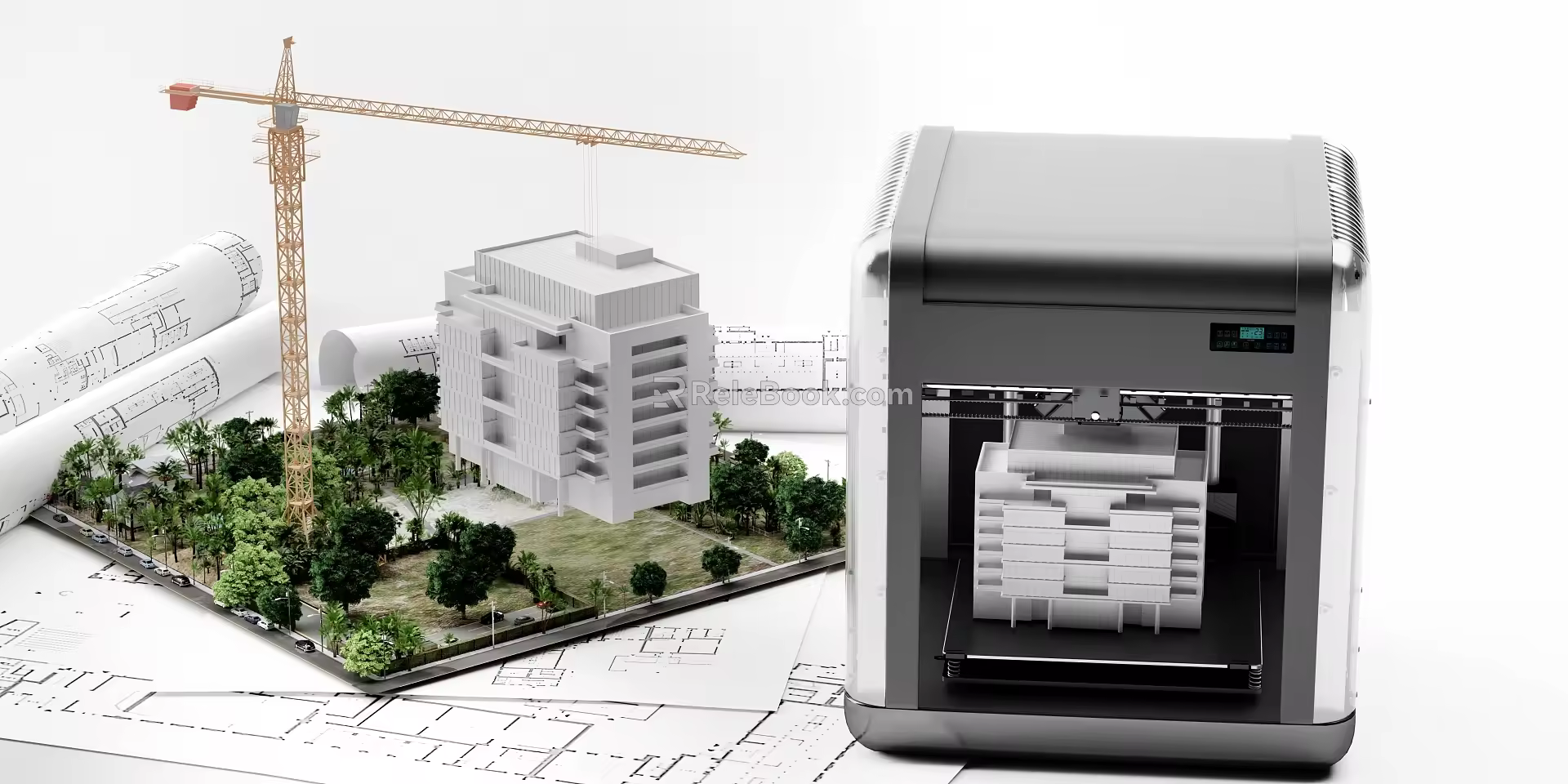 Modern printer printing 3d model