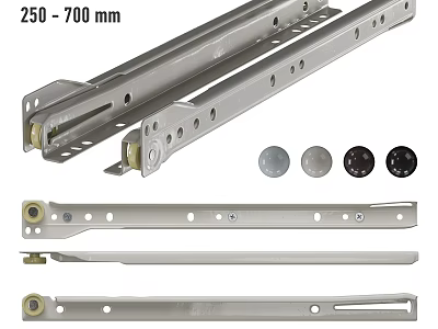 Heavy Duty Extension Drawer Slides 250 to 700 mm with Metal Mounting Accessories 3d model