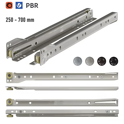 Heavy Duty Extension Drawer Slides 250 to 700 mm with Metal Mounting Accessories 3d model