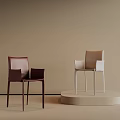 Modern Single Chair Design Featuring Dark Brown And Light Beige On White Pedestal 3d model