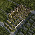 Aerial Planning of Modern Residential Area with High Rise Buildings and Greenery