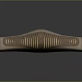 Brown Curved Headphone Speaker With Striped Surface And Metallic Button Modern Design