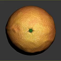 Fresh Ripe Orange With Textured Skin And Green Stem Isolated On Gray Background