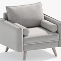 Comfortable Light Gray Fabric Armchair With Wooden Legs Modern Minimalist Style