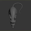 3D Cartoon Mouse Character With Collar And Cane In Gray Rendered Design