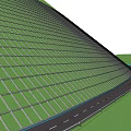 Garden Landscape Featuring Curved Road Green Grid Design And Waterfront Scene