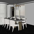Modern Restaurant Interior Design With Round Dining Table Golden Legs White Chairs And Modern Chandelier