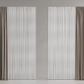 Dual Layer Curtain Design With Brown Solid Panels And Vertical Striped Sheer 3d model