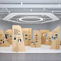 Old Roots New Routes Themed Exhibition Hall Featuring Wooden Panels And Photo Displays